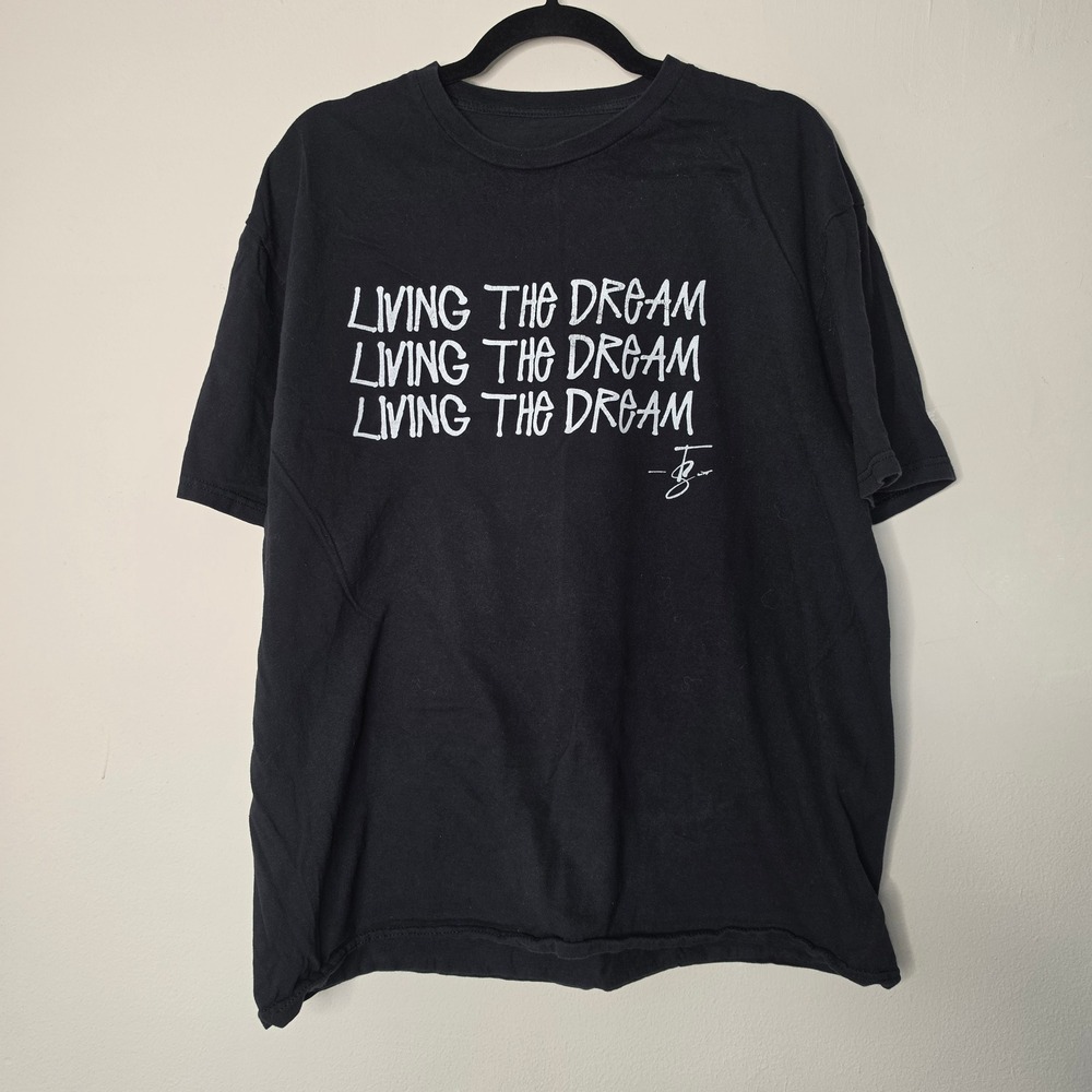 Technsports T-Shirt Men XL Black Living The Dream Graphic Short Sleeve Cotton